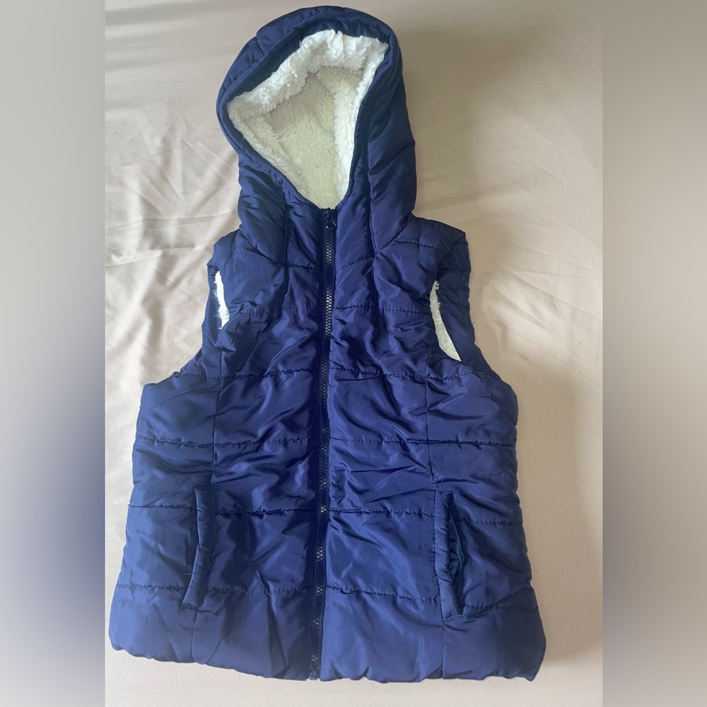 Me Jane Blue Puffer Vest with Cozy Fleece Lining